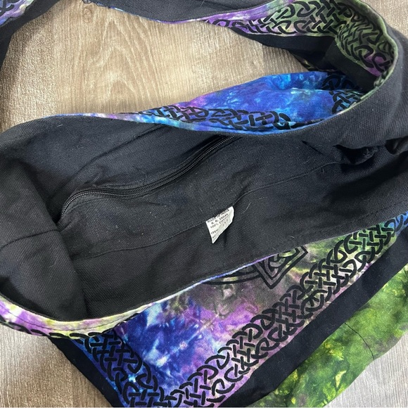 Brandless Handmade Tie Dye Celtic Knot Crossbody Hobo Tote Bag - Picture 8 of 14